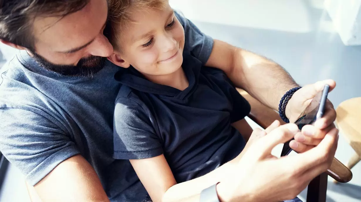 Father Helping Son With His First Phone | Kids Phone