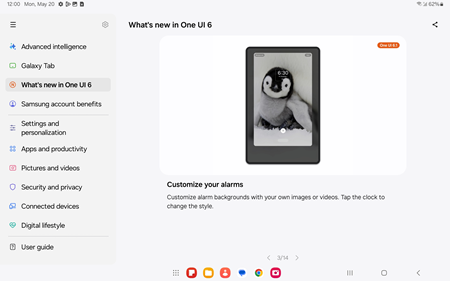 Samsung Gallery Tab One UI 6.1 Clock screenshot