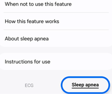 Samsung Galaxy Watch Sleep apnea screenshot