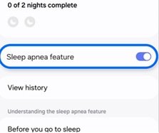 Samsung Galaxy Watch Sleep apnea screenshot