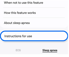 Samsung Galaxy Watch Sleep apnea screenshot