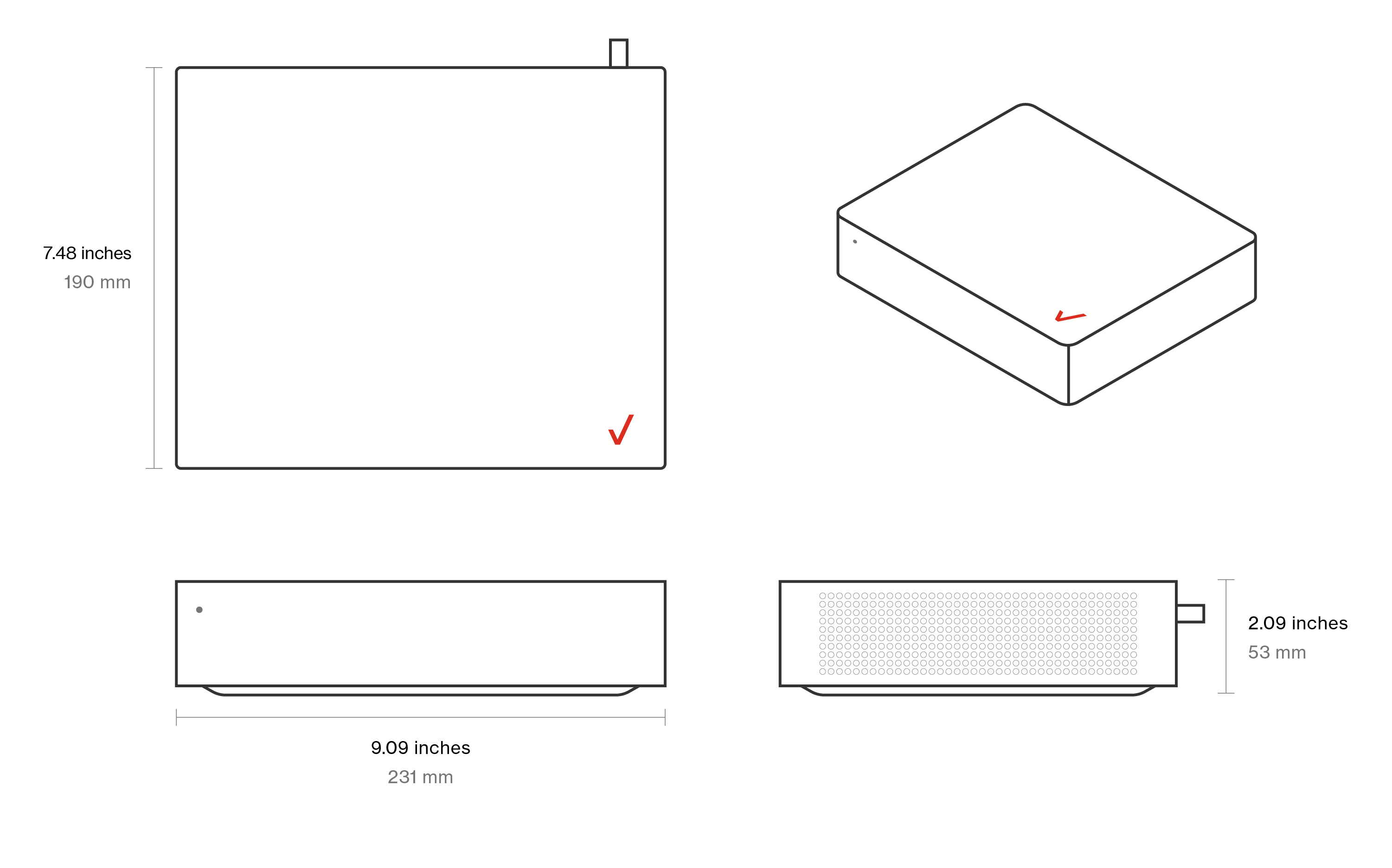 a 9 by 2 inch plastic box