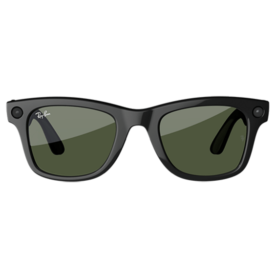 Front view of Ray-Ban Meta Wayfarer Large Frames with Plano G15 Green Lenses.