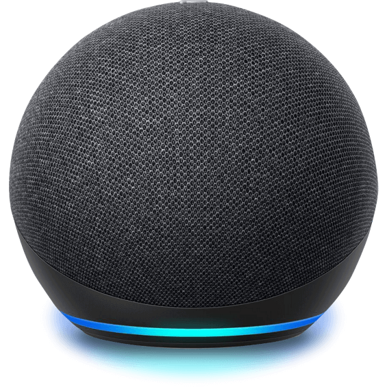 Vista frontal del Amazon Echo Dot 4.ª gen. en charcoal
