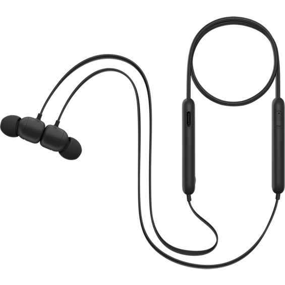 Top coiled product view of the Beats Flex Wireless Earphones in Black.