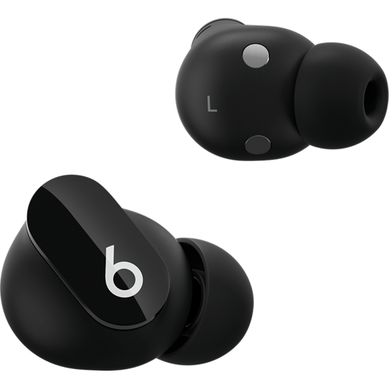 Front and back product view of the Beats Studio Buds True Wireless Noise Cancelling Earbuds in Black.