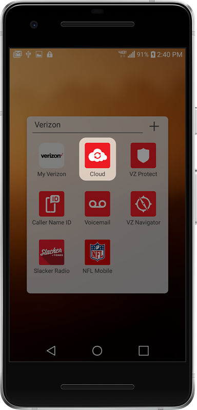 Abre la aplicación Verizon Cloud