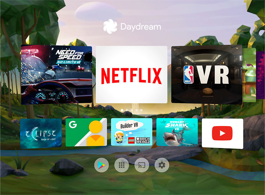 Pantalla de Google Daydream View con aplicaciones disponibles