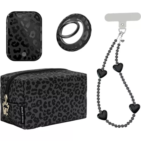 Velvet Caviar Set de regalo de accesorios para teléfono compatibles con fundas con MagSafe para el iPhone - Black Leopard