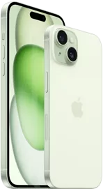 Se muestra un iPhone 15 Plus de 6.7" y un iPhone 15 de 6.1" uno al lado del otro para comparar su tamaño.