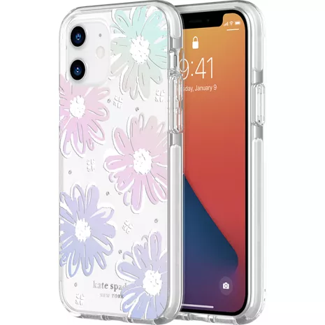 kate spade new york Funda dura para el iPhone 12/iPhone 12 Pro - Daisy Iridescent Foil/Transparente