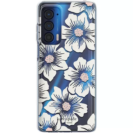 kate spade new york Funda dura para el edge 5G UW - Hollyhock Floral Clear