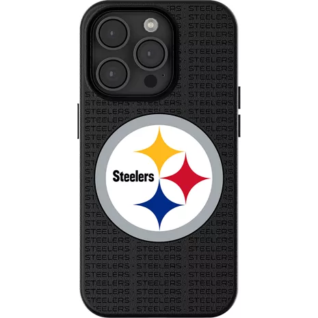 Keyscaper Funda NFL Team Text Backdrop con MagSafe para el iPhone 16 Pro Max - Pittsburgh Steelers