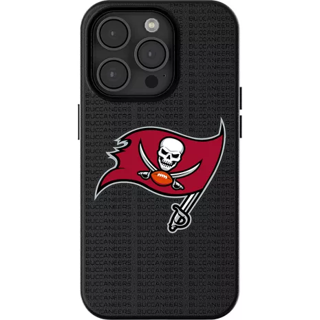 Keyscaper Funda NFL Team Text Backdrop con MagSafe para el iPhone 16 Pro Max - Tampa Bay Buccaneers