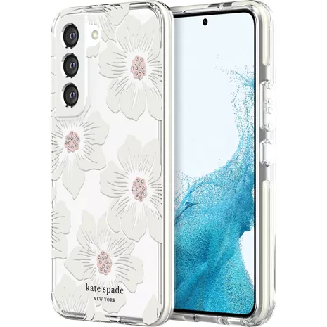 kate spade new york Funda dura para el Galaxy S22 - Hollyhock Floral Clear