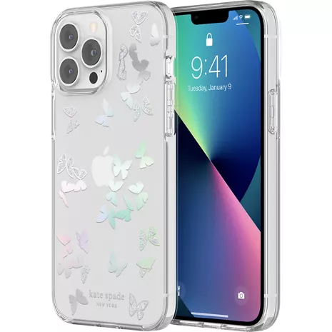 kate spade new york Funda dura para el iPhone 13 Pro Max/12 Pro Max - Butterfly Cluster Iridescent