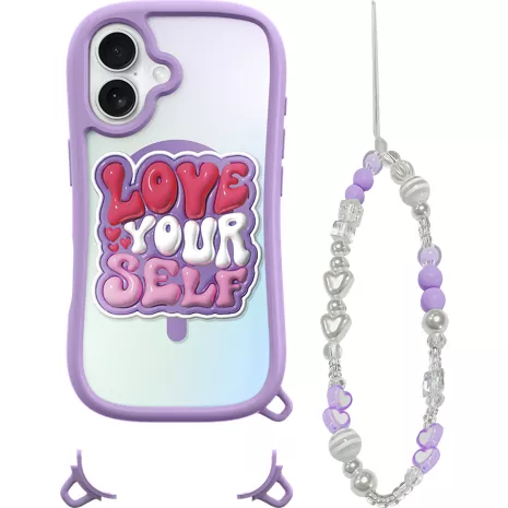 LAUT Funda protectora POP LOVIE con MagSafe y brazalete colgante para el iPhone 16 - Lovely Purple