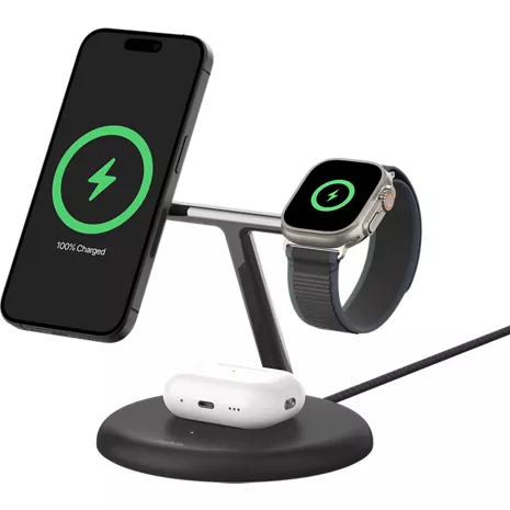 Belkin Base de carga inalámbrica magnética BoostCharge Pro 3 en 1 con Qi2 de 15 W