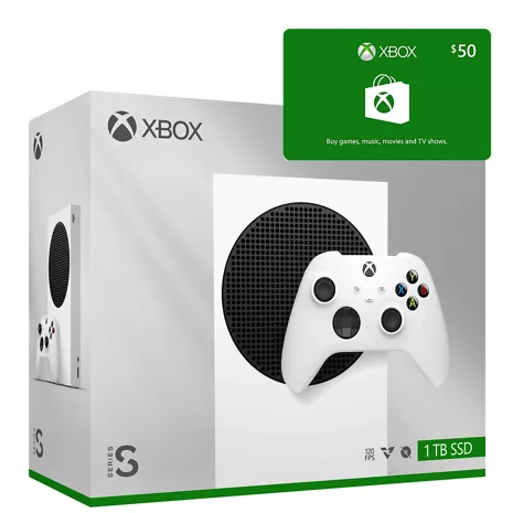 Paquete de tarjeta de regalo de $50 para la Xbox Series S 1 TB Robot White