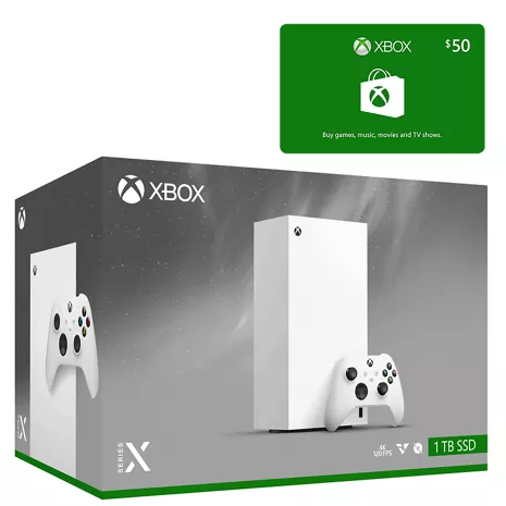 Paquete de tarjeta de regalo de $50 para la Xbox Series X Digital Edition Robot White